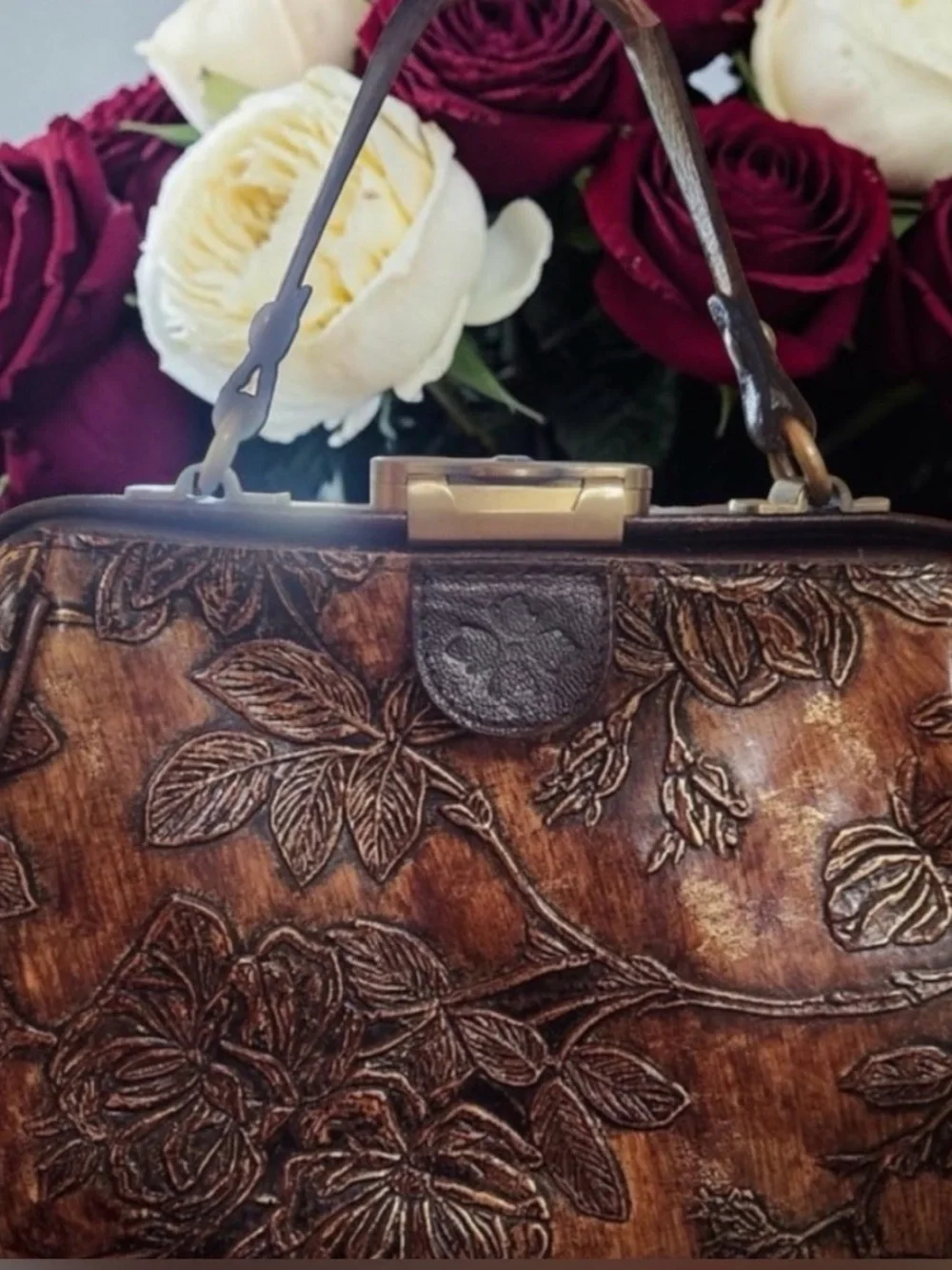 Patricia Nash GRACCI embossed leather top handle bag